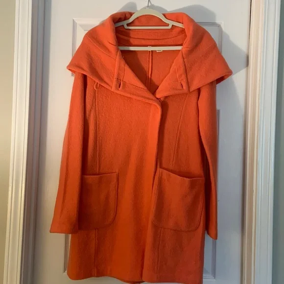 Anthropologie Orange Coatigan Brushed Wool Size Small
